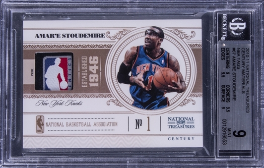 2010-11 Panini National Treasures "Century Materials" NBA Tags #67 Amare Stoudemire Patch Card (#1/1) - BGS MINT 9